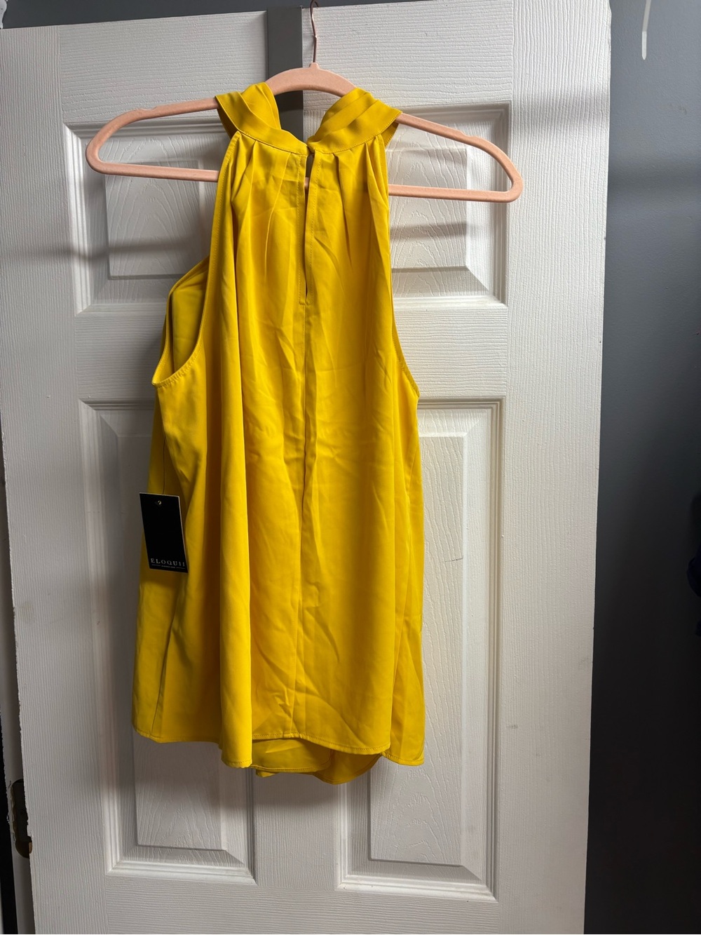 Eloquii Yellow Halter Neck Pleated Tank - Picture 2 of 5